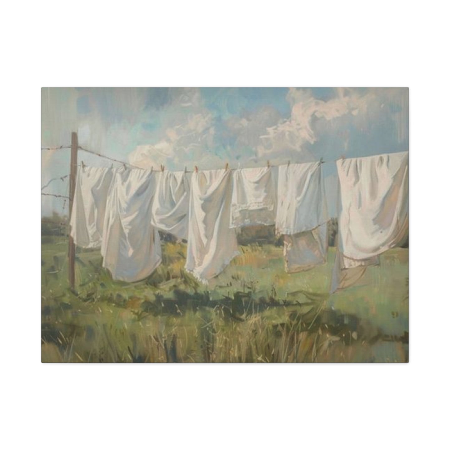 White Clothes Drying Laundry Wall Art & Canvas Prints