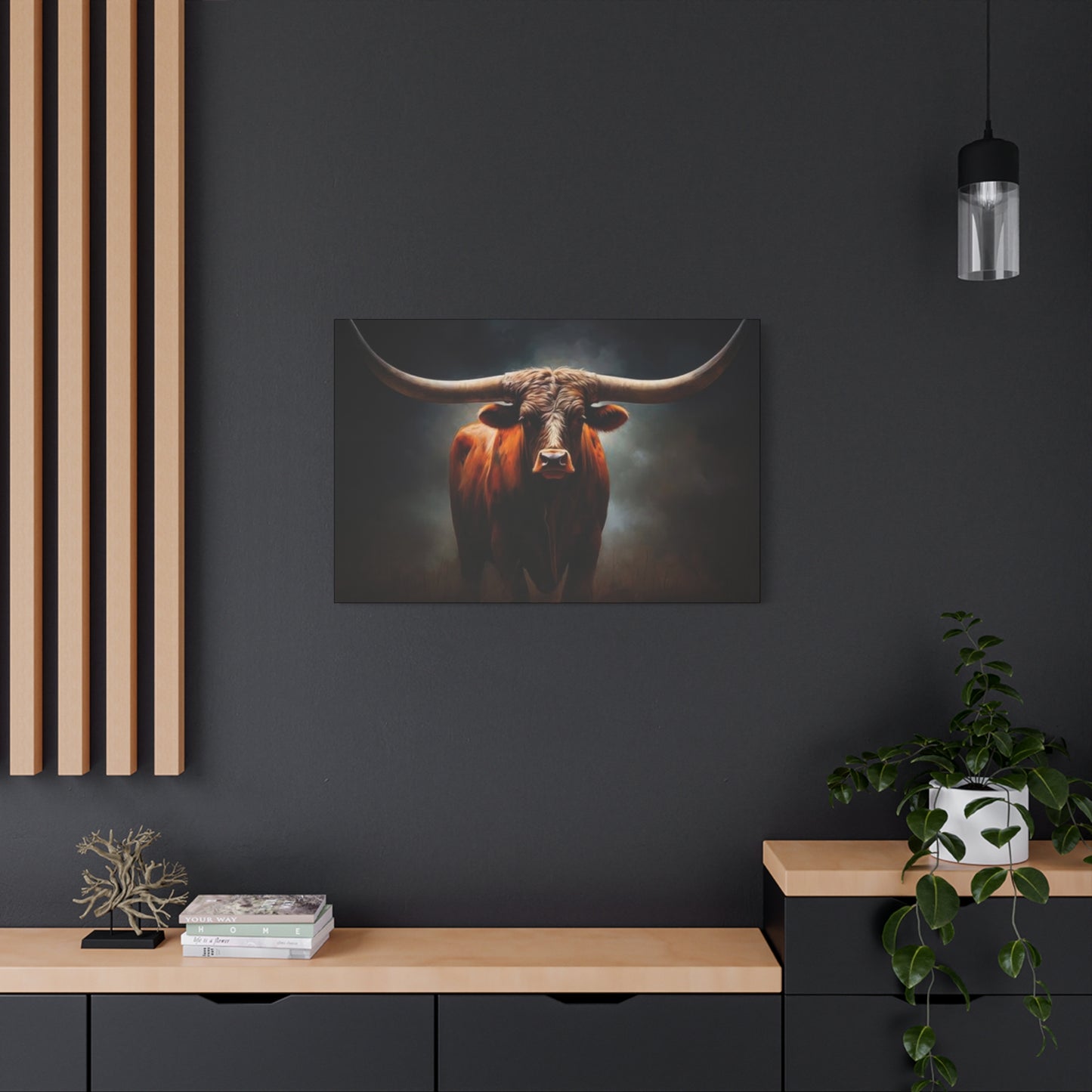 Hairy Bull Straight Long Horns Wall Art & Canvas Prints