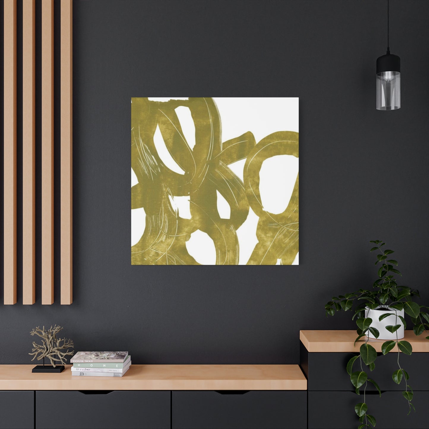 Circular Olive Green Painting Wall Art & Canvas Prints