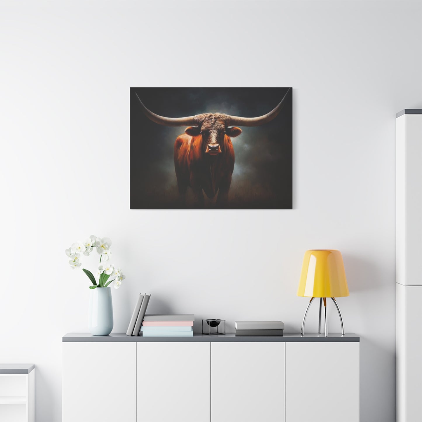 Hairy Bull Straight Long Horns Wall Art & Canvas Prints