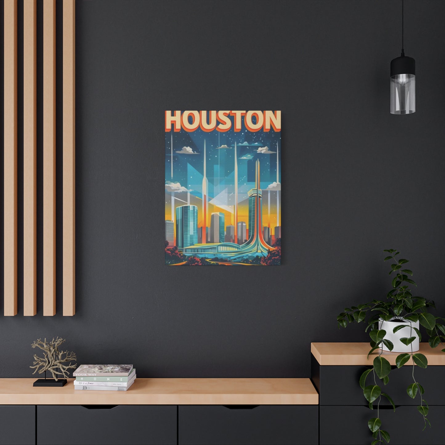 Sci-fi Houston Skyline Painting Wall Art & Canvas Prints