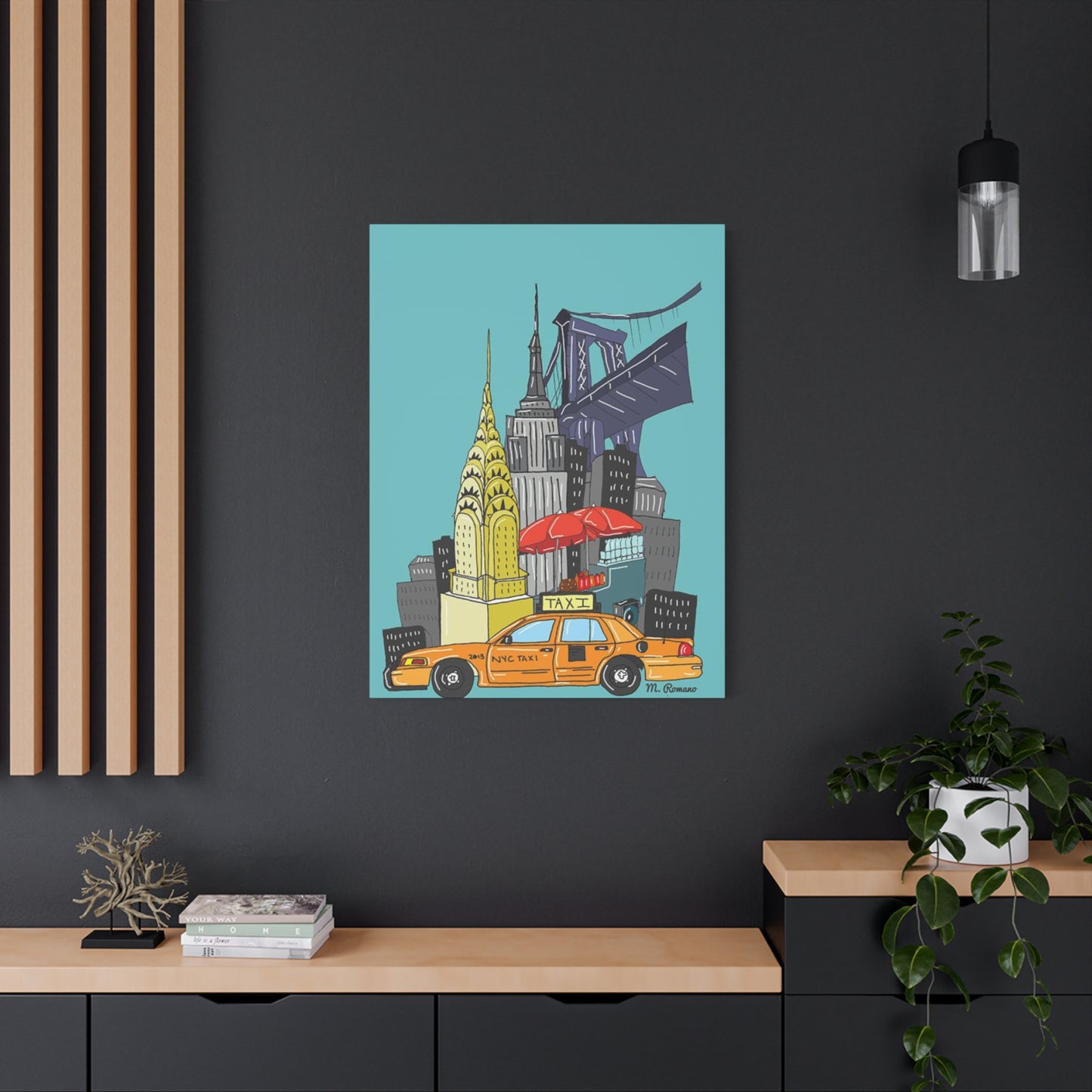 Manhattan & Taxi in New York City Skyline Wall Art & Canvas Prints