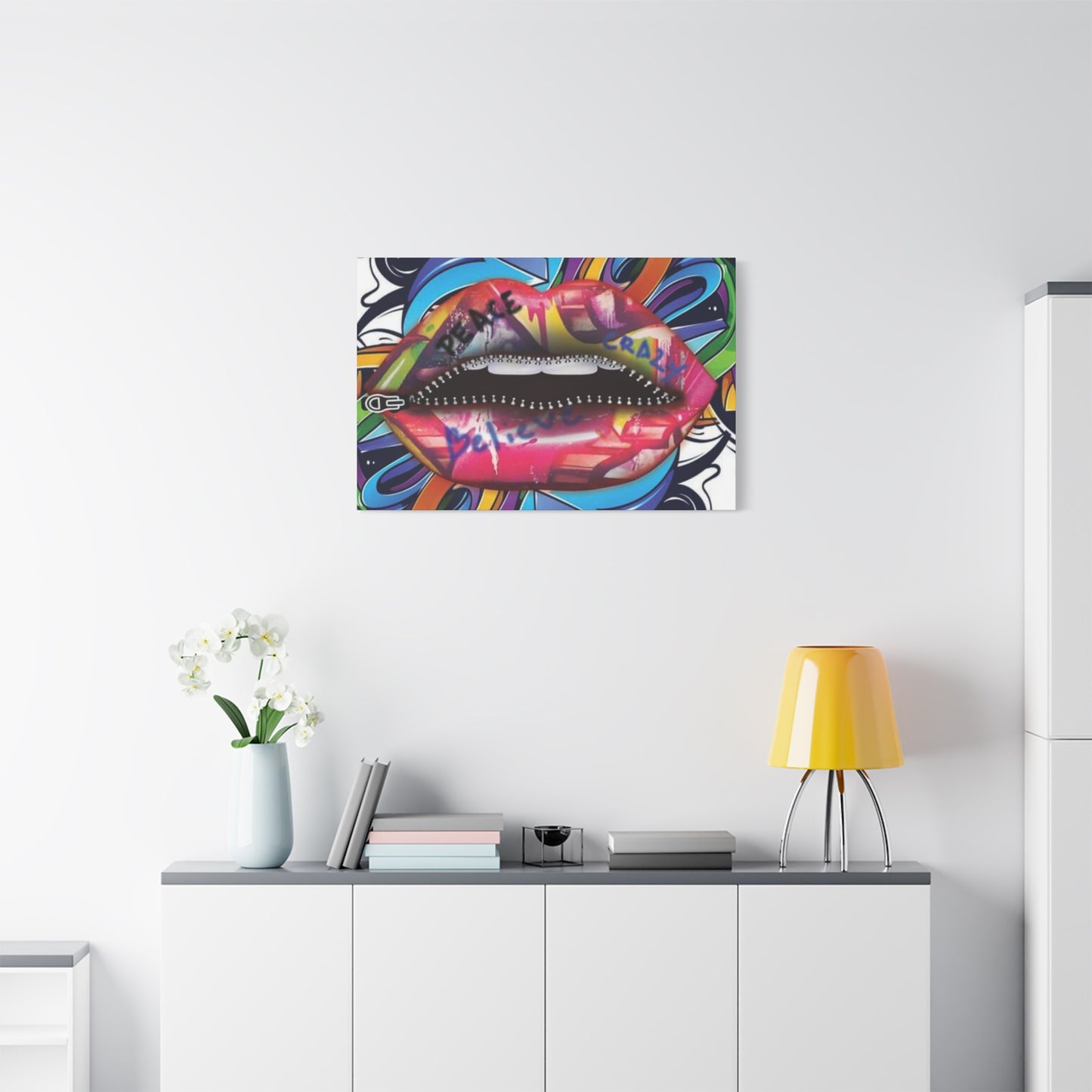 Zipper Lips Wall Art & Canvas Prints