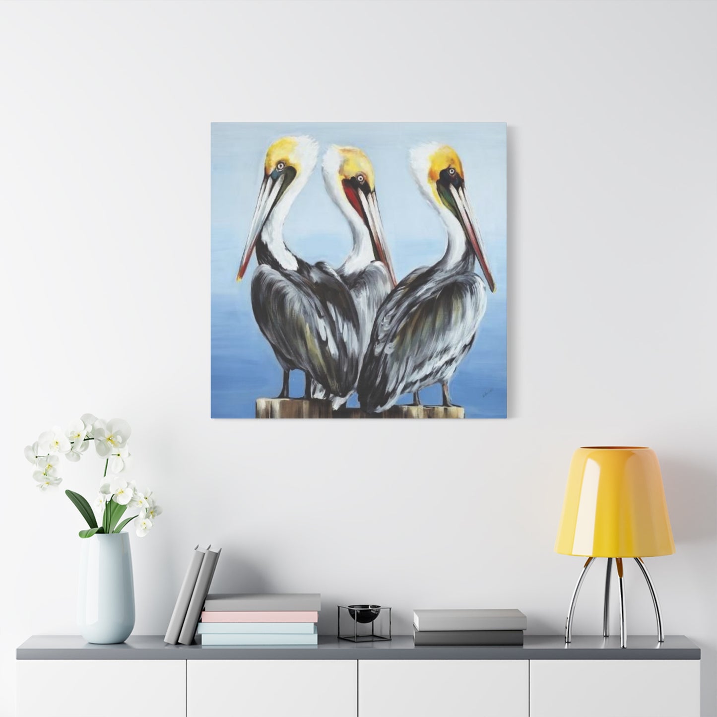 Three Pelican Family Poster Wall Art & Canvas Prints