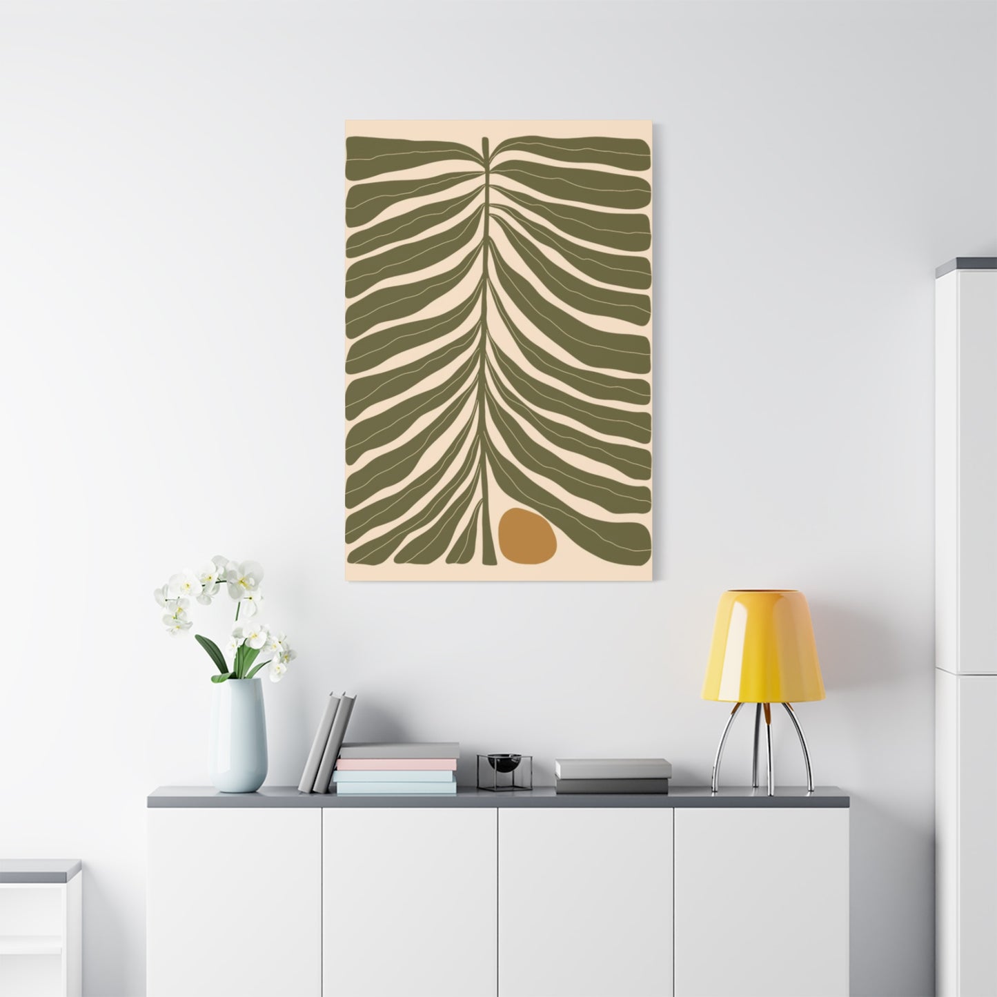 Olive Green Leaves Pattern Wall Art & Canvas Prints