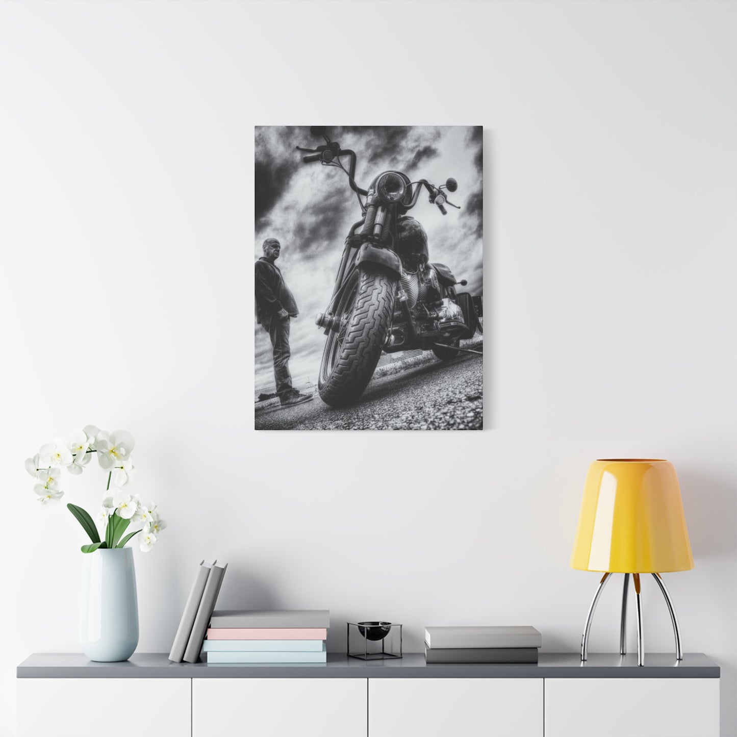 Black & White Classic Motorcycle Wall Art & Canvas Prints