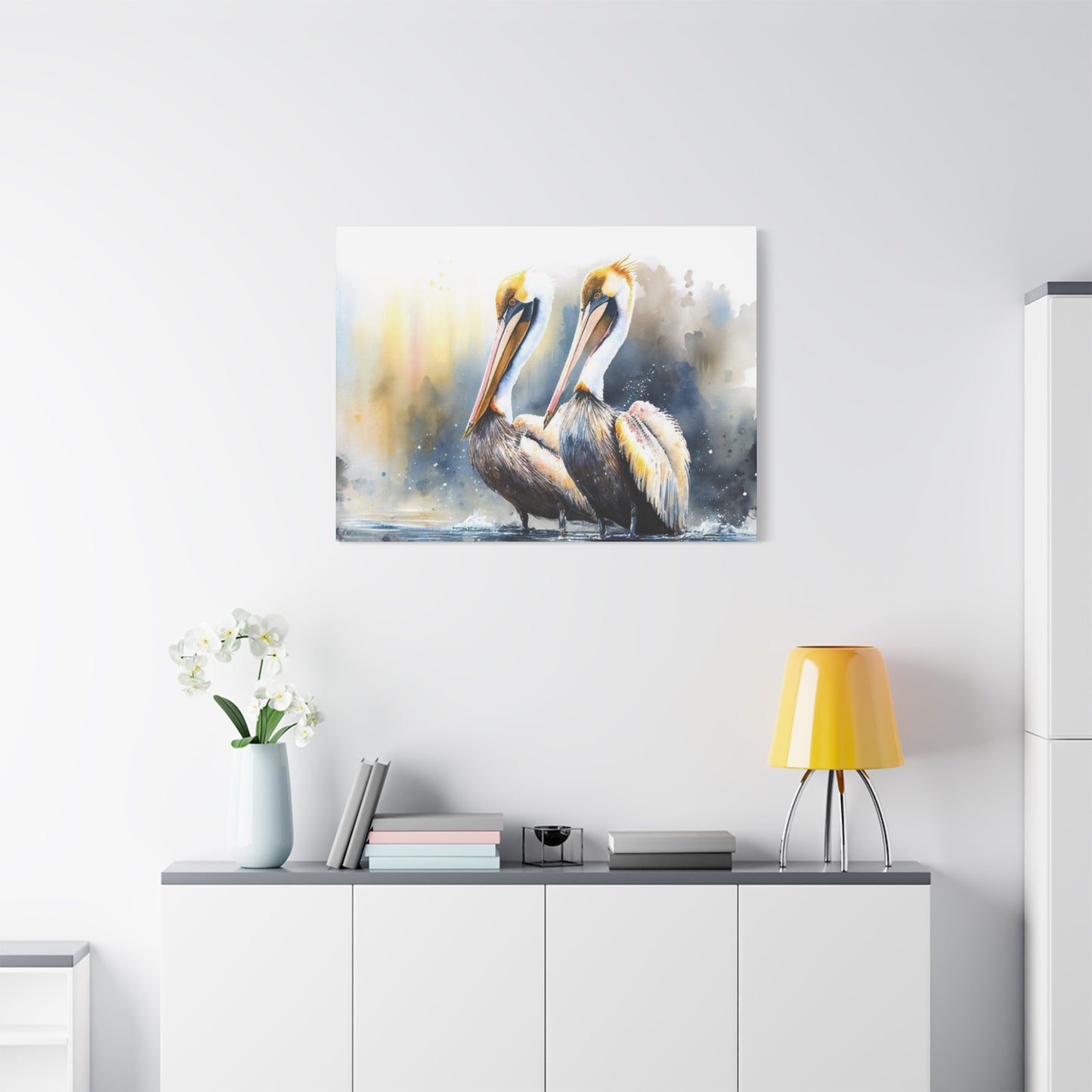 Pelican Colorful Couple Painting Wall Art & Canvas Prints