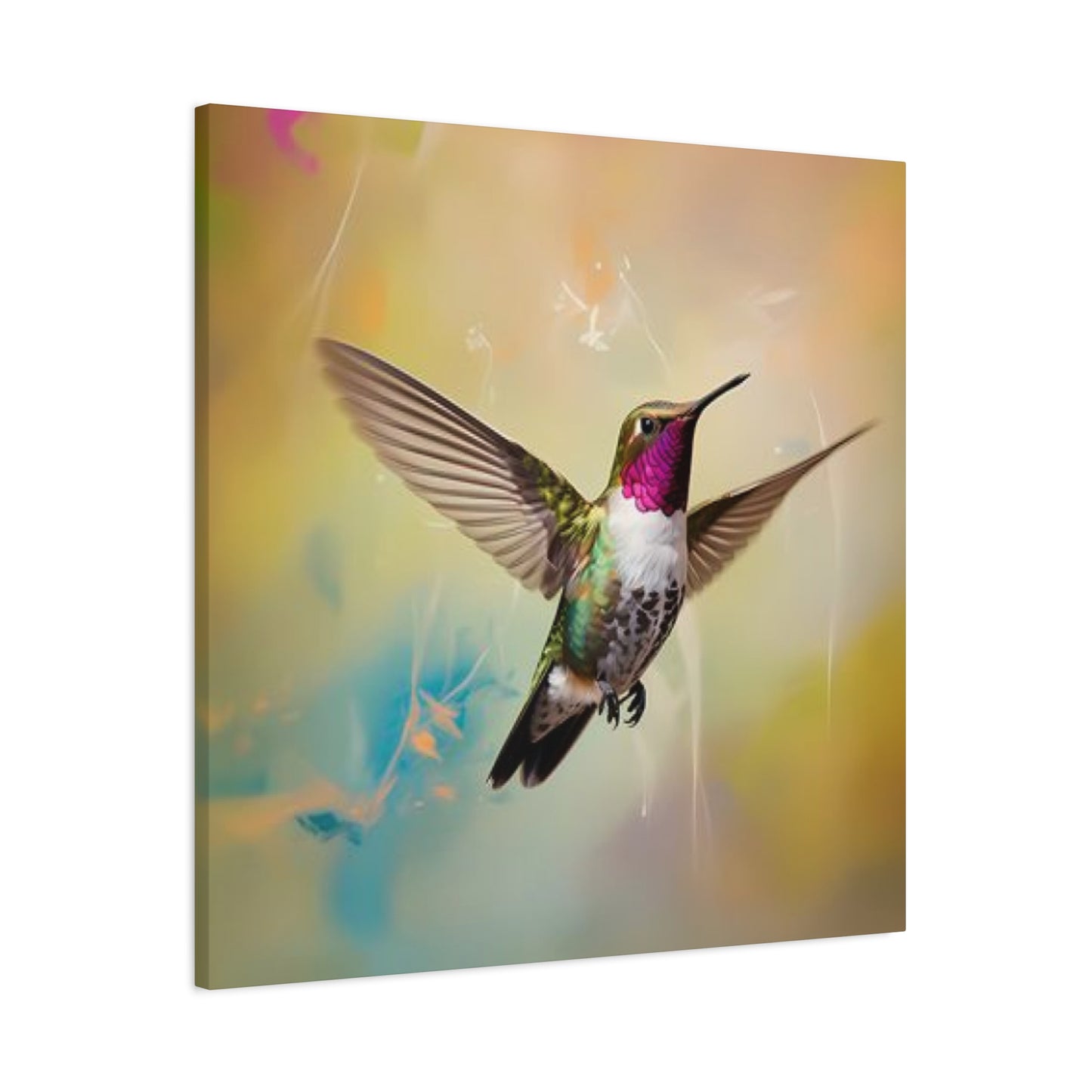 Beautiful Flying Humming Bird Painting Wall Art & Canvas Prints