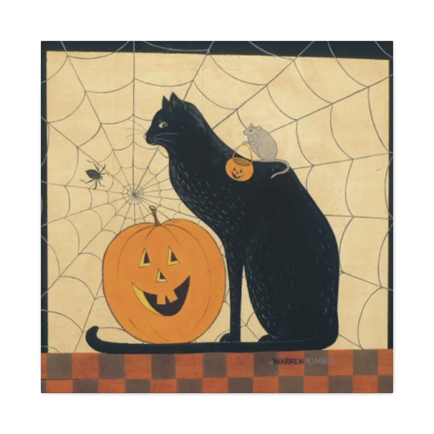 Black Cat On The Spider Web Kimble Warren Wall Art & Canvas Prints