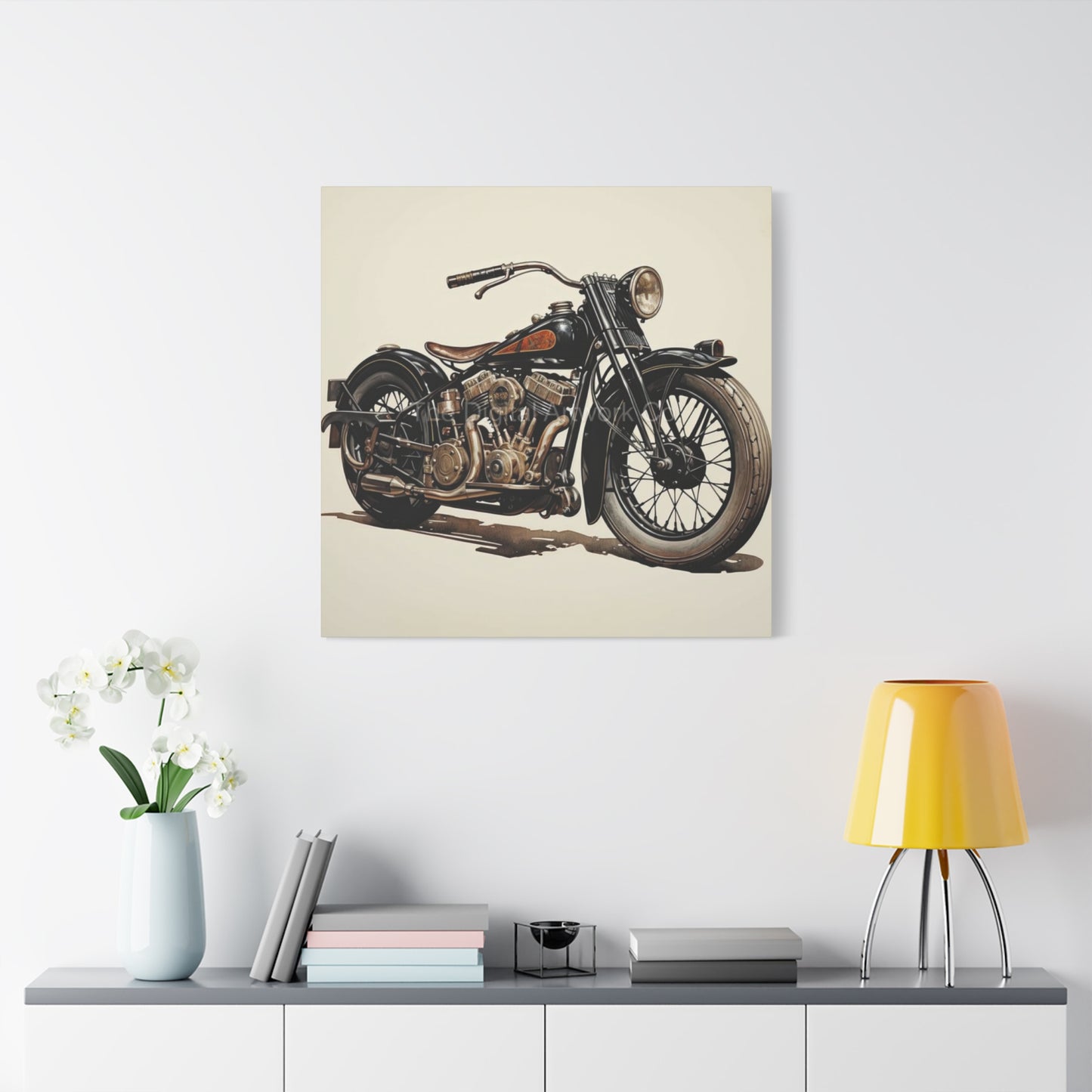 Twin Cylinder Classic Motorcycle Wall Art & Canvas Prints