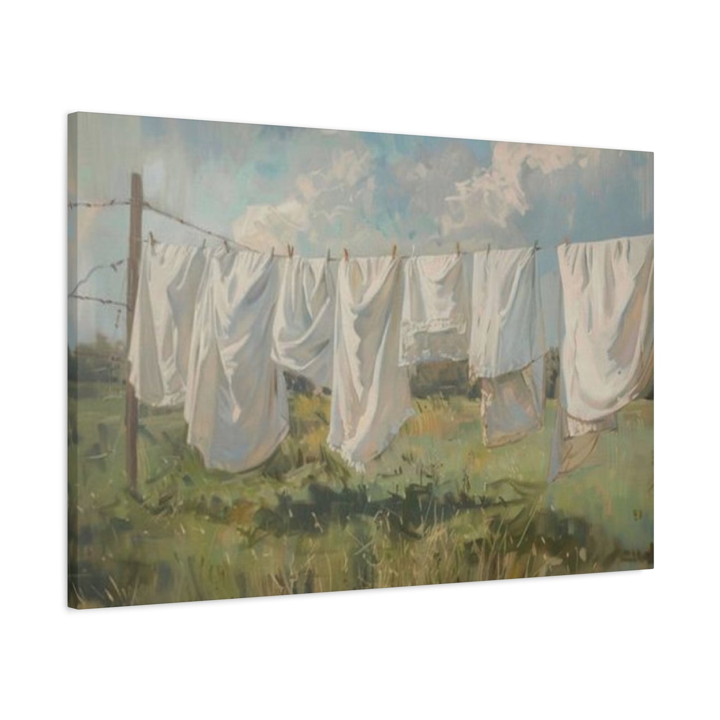 White Clothes Drying Laundry Wall Art & Canvas Prints