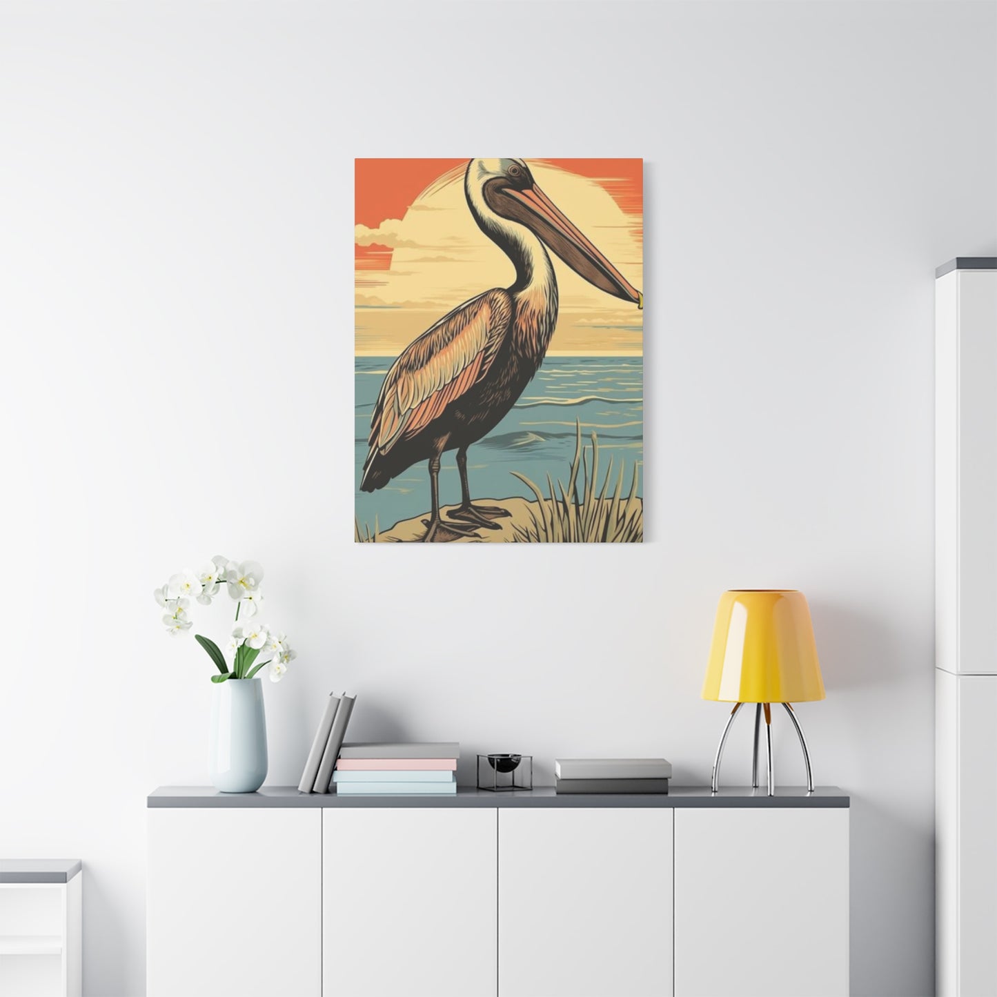 Colorful Painting Of A Pelican Wall Art & Canvas Prints