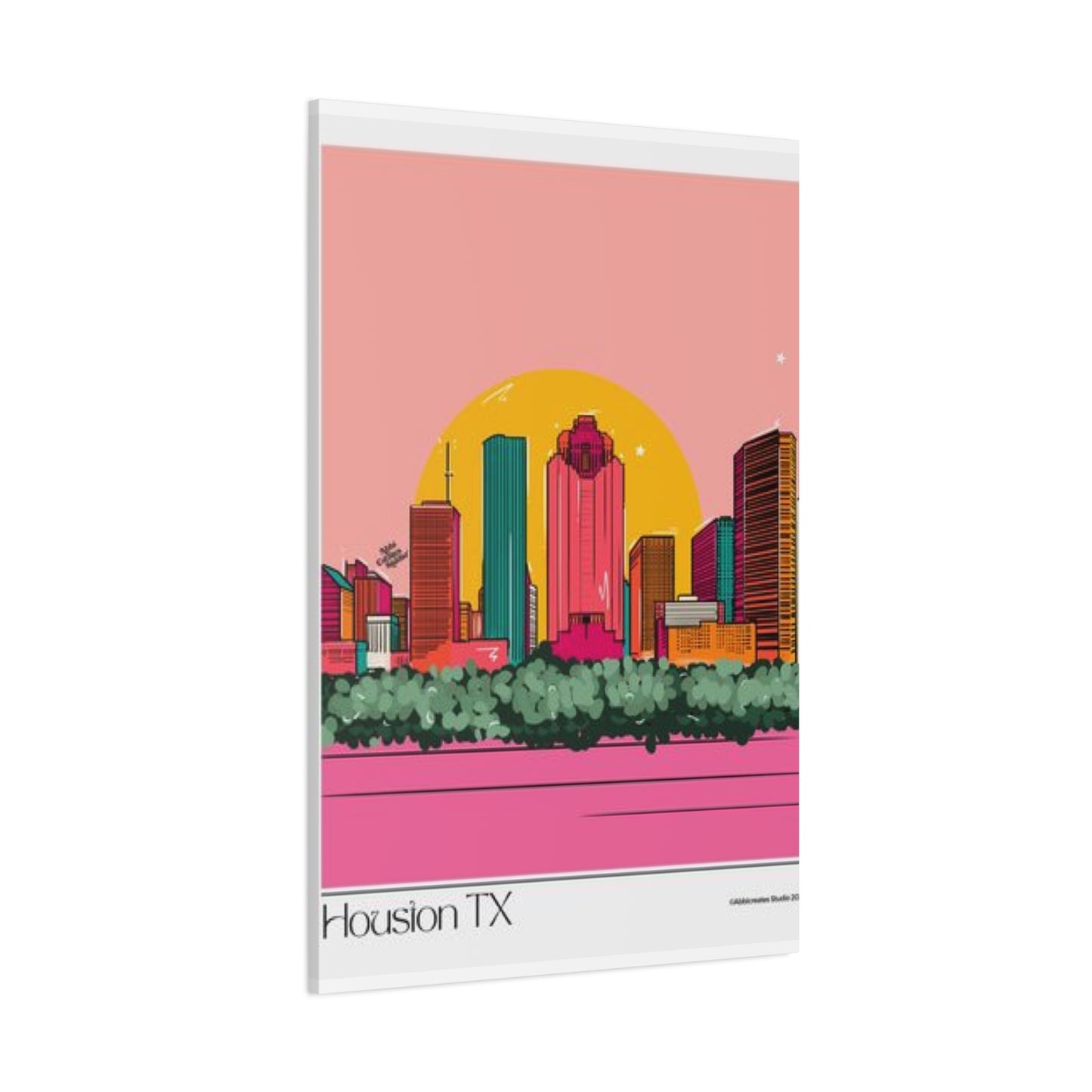 Color Houston Skyline Silhouette Wall Art & Canvas Prints