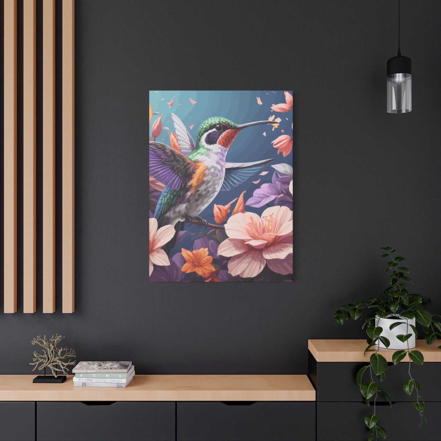 Humming Bird Closeup Painting Wall Art & Canvas Prints