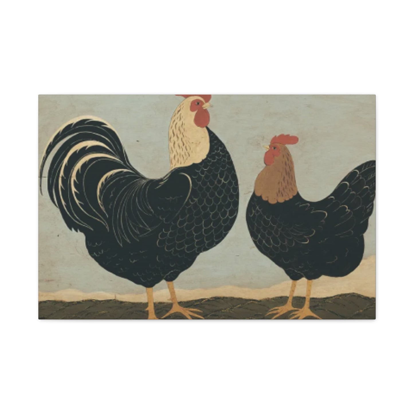 Chicken Couple Kimble Warren Wall Art & Canvas Prints