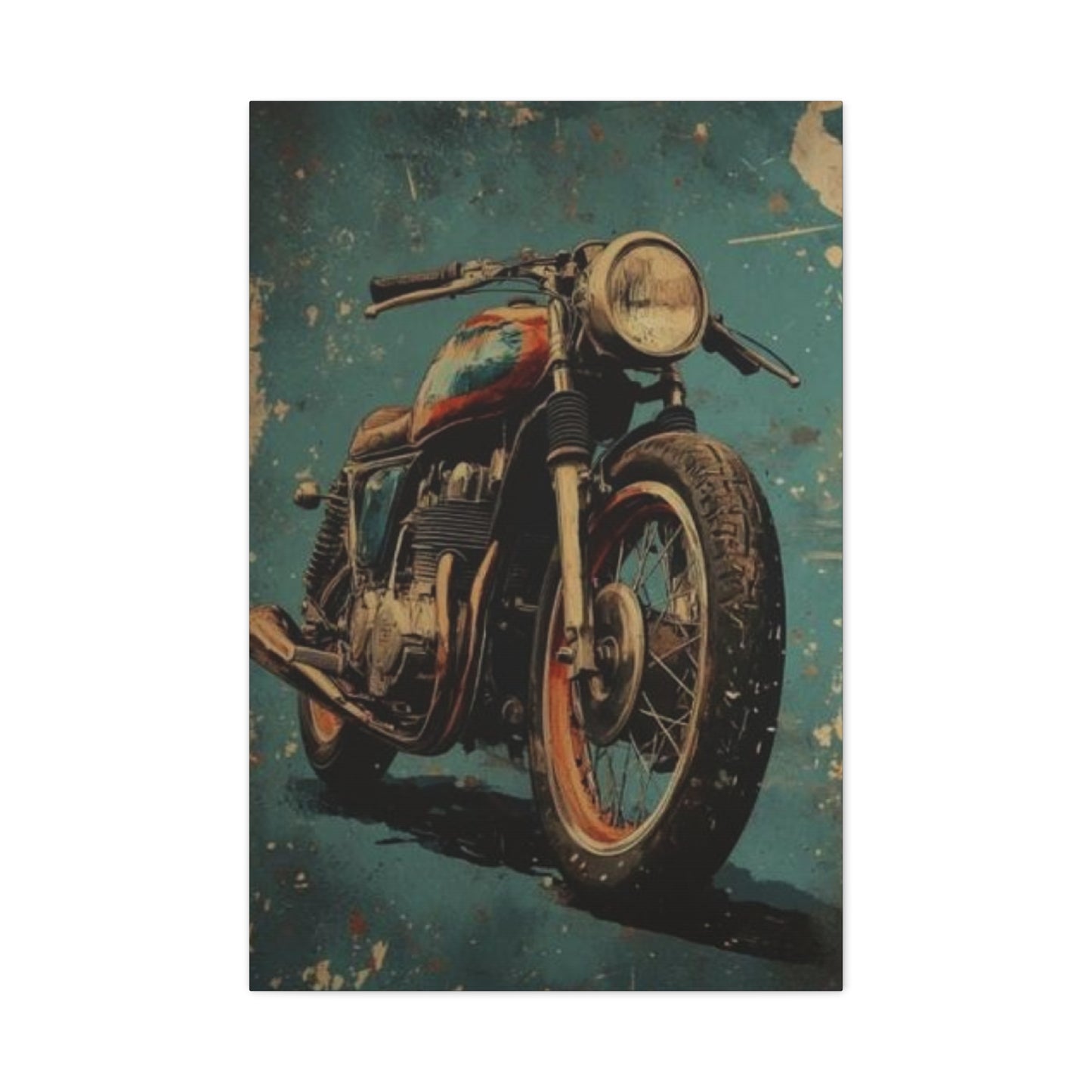 Blue Red Classic Poster Motorcycle Wall Art & Canvas Prints