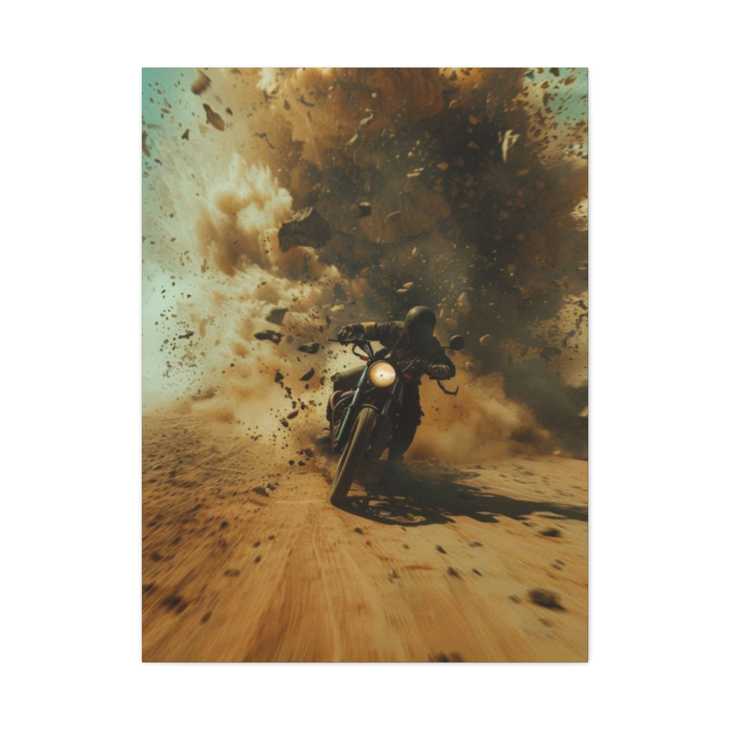 Bike Riding In Desert Motorcycle Wall Art & Canvas Prints