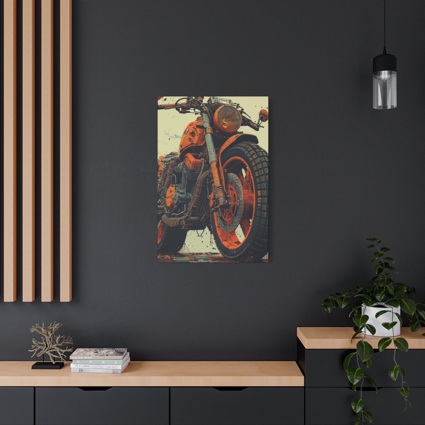 Orange Bike Poster Motorcycle Wall Art & Canvas Prints