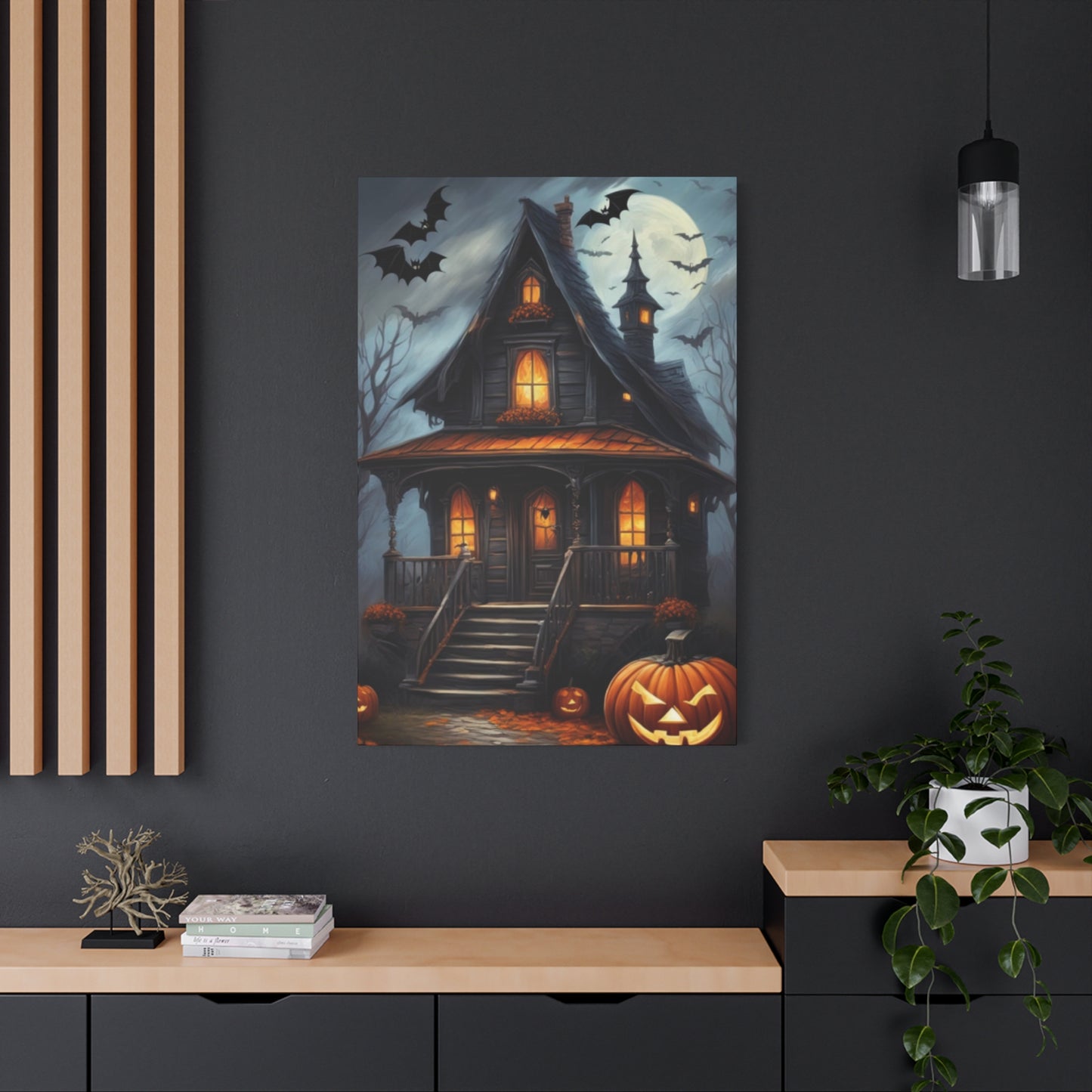 Halloween House Painting Wall Art & Canvas Prints