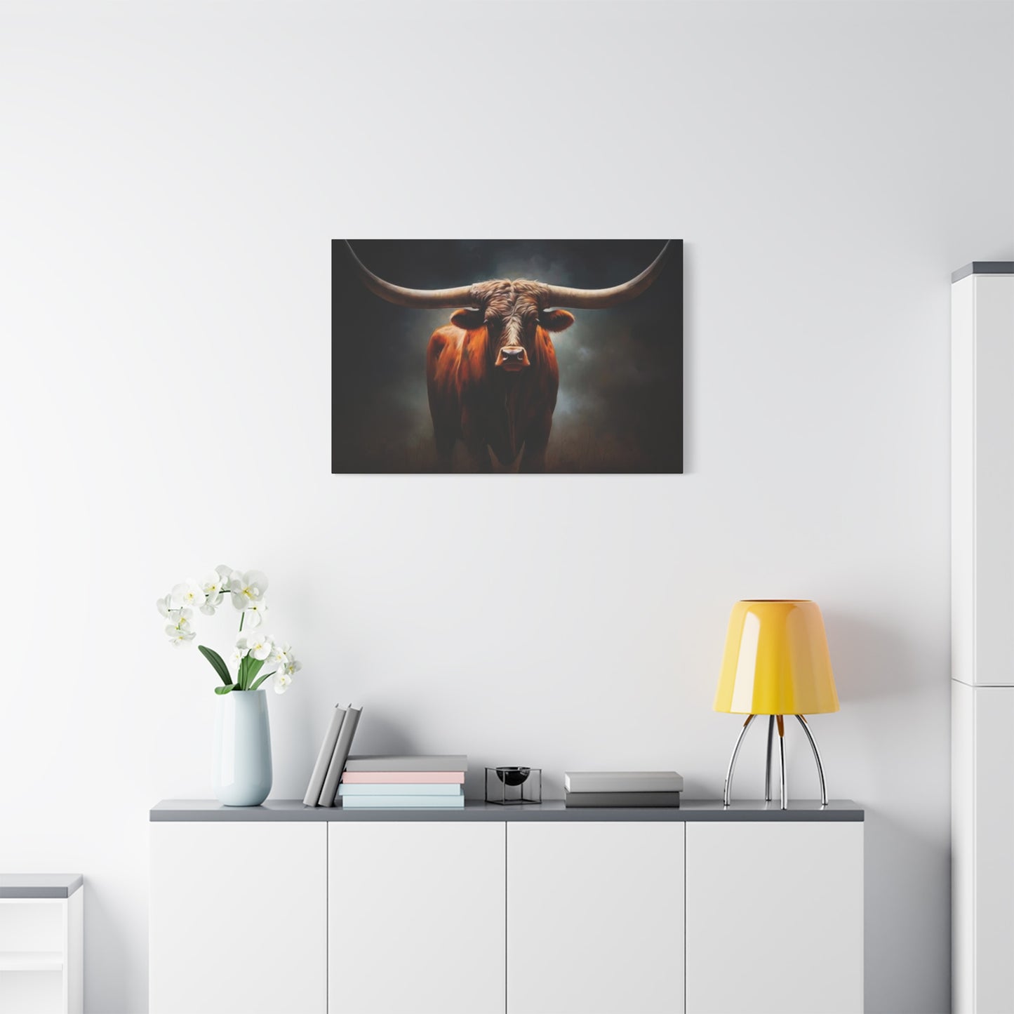 Hairy Bull Straight Long Horns Wall Art & Canvas Prints