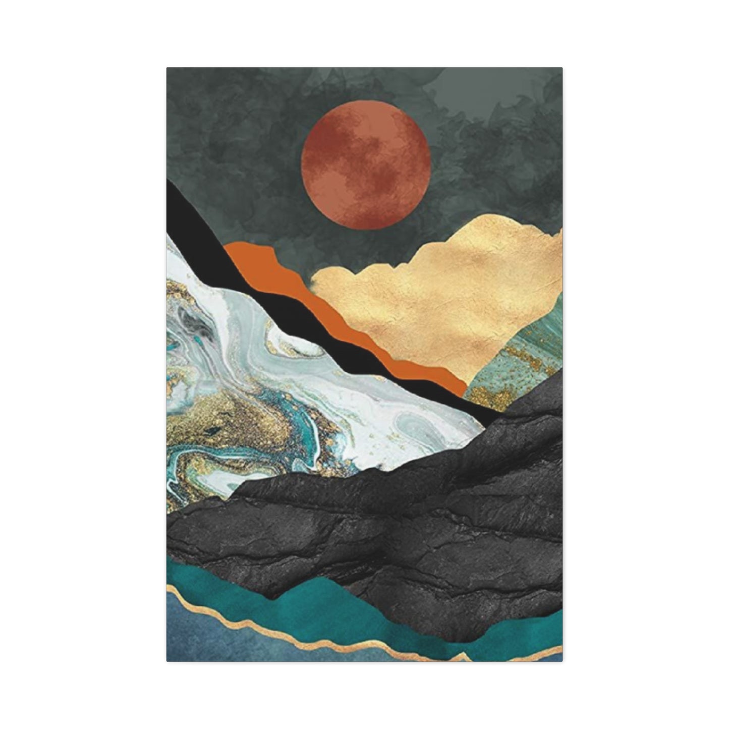 Full Moon In Mountains Modernism Wall Art & Canvas Prints