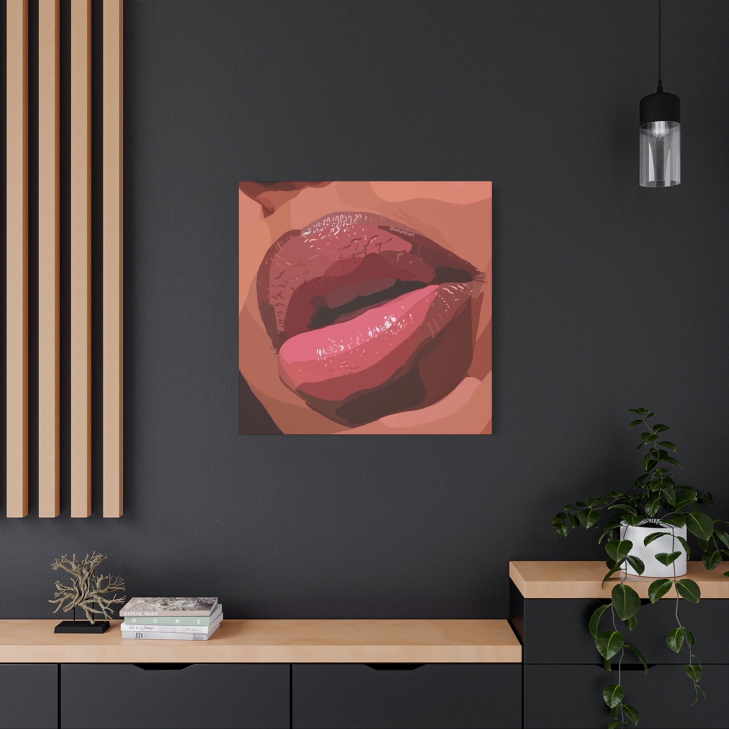 Model Dark Lips Painting Wall Art & Canvas Prints