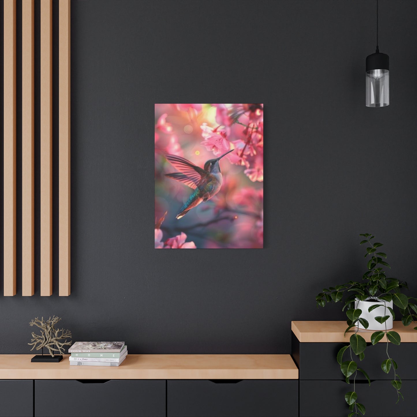 Pink Humming Bird Candid Painting Wall Art & Canvas Prints