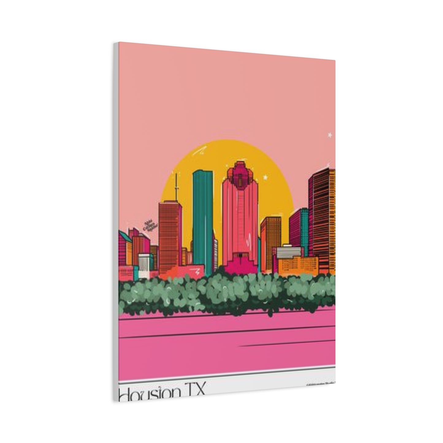 Color Houston Skyline Silhouette Wall Art & Canvas Prints