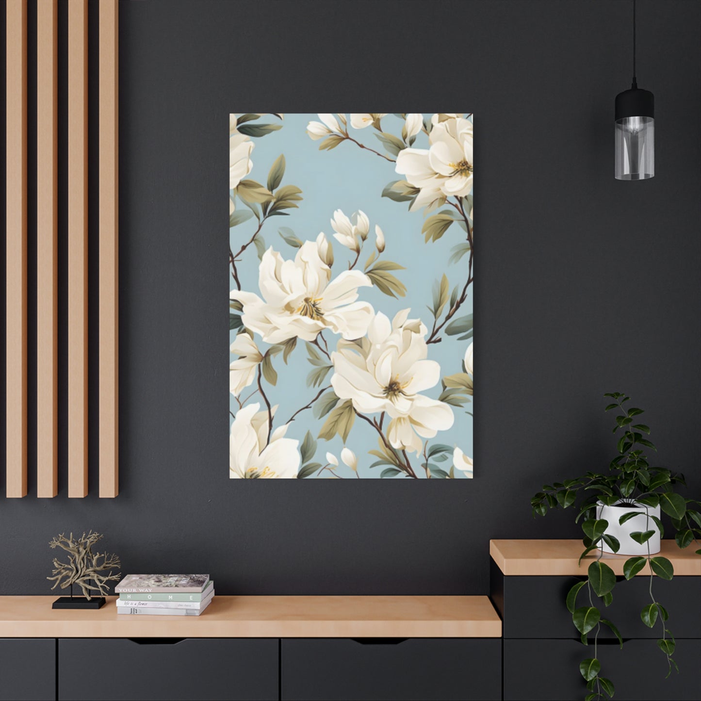 Blue Magnolia Flower Family Painting Wall Art & Canvas Prints