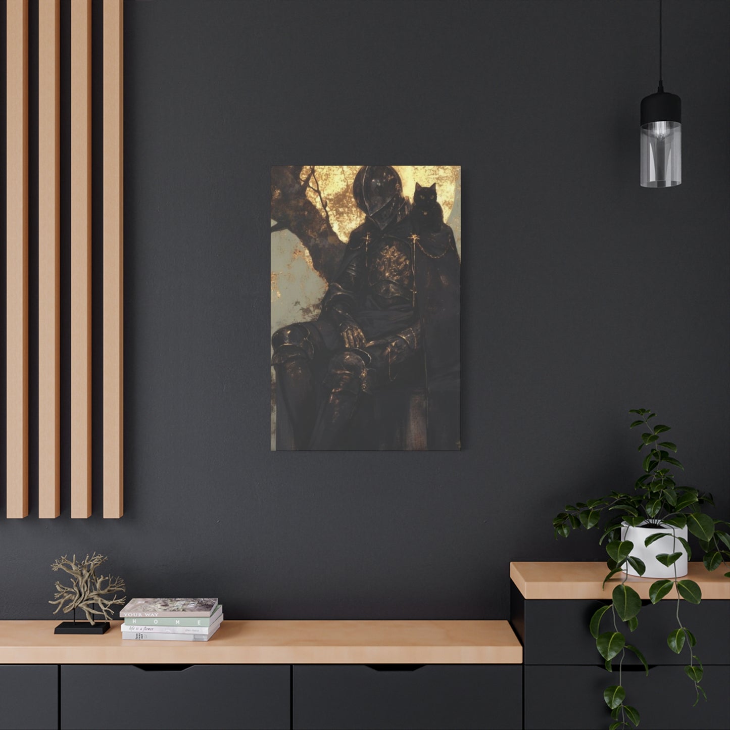 Warrior with Black Cat Wall Art & Canvas Prints