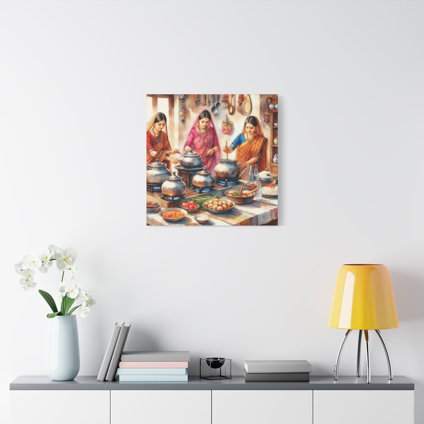 Indian Women Cooking Wall Art & Canvas Prints