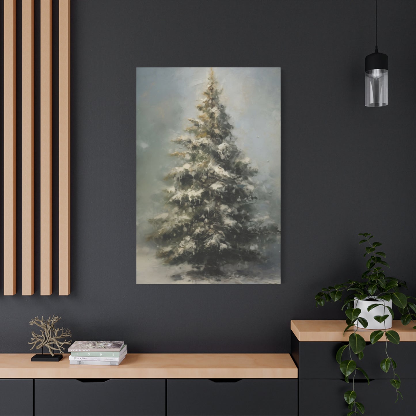 Snowy Christmas Tree Wall Art & Canvas Prints