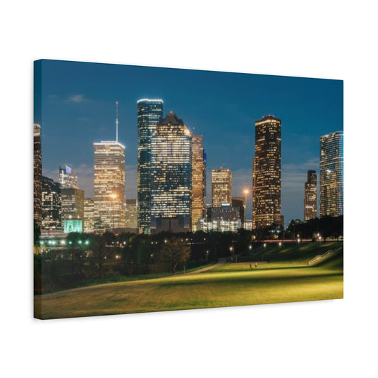 Night view of Houston Skyline Wall Art & Canvas Prints