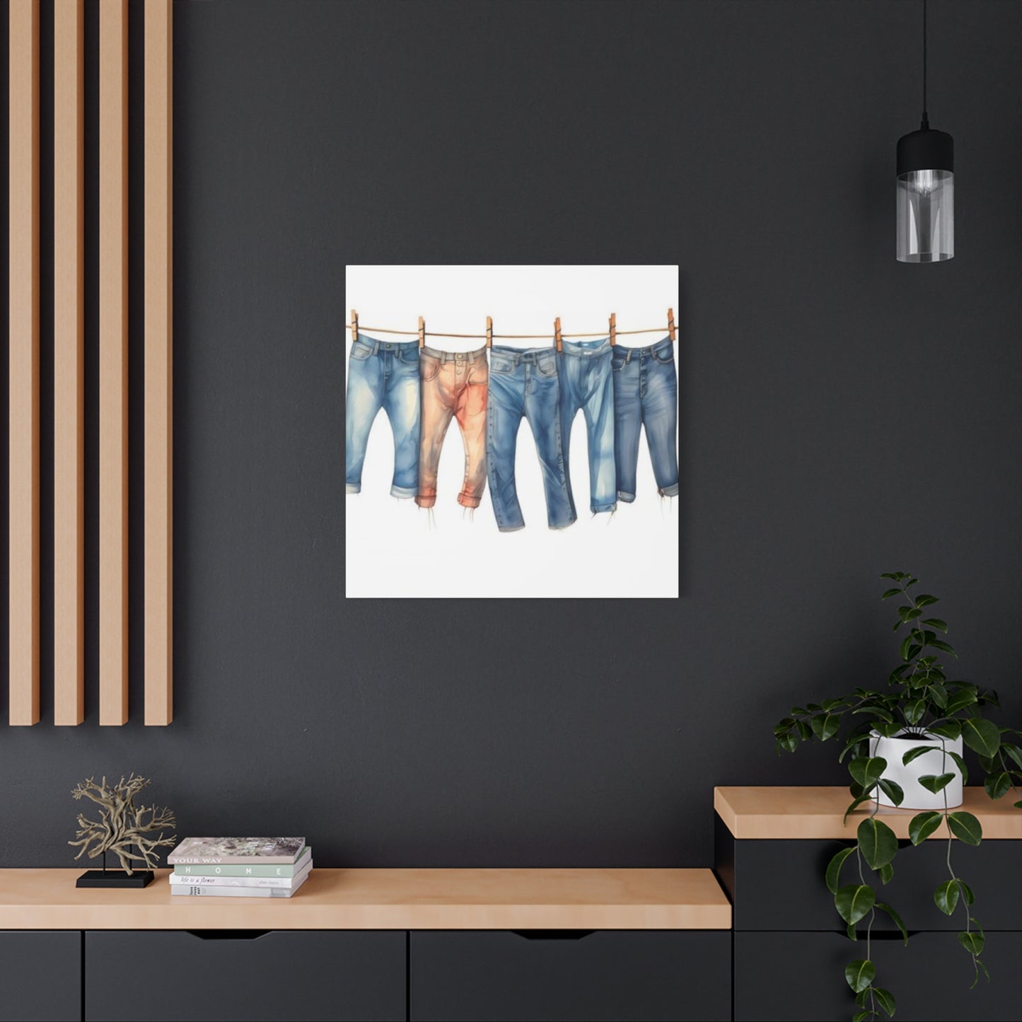 Denim Drying Poster For Laundry Room Wall Art & Canvas Prints