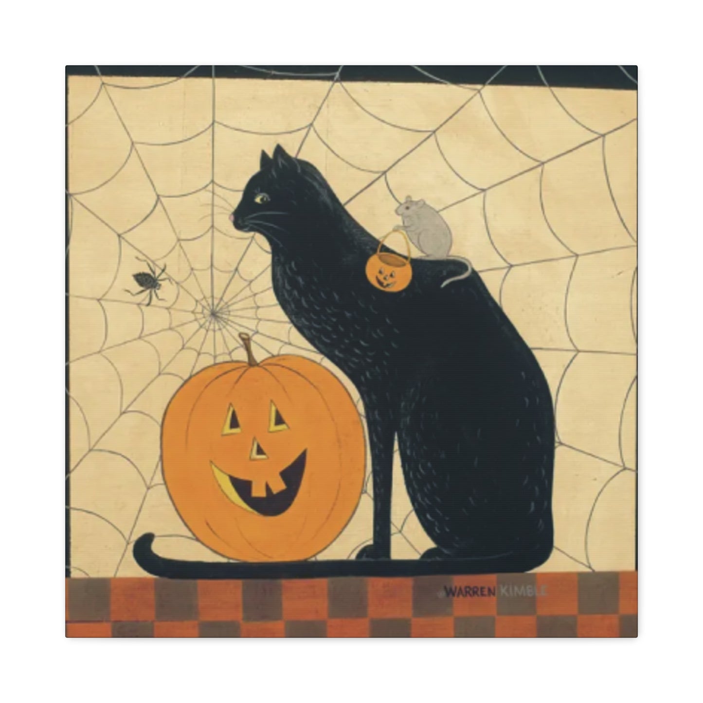 Black Cat On The Spider Web Kimble Warren Wall Art & Canvas Prints