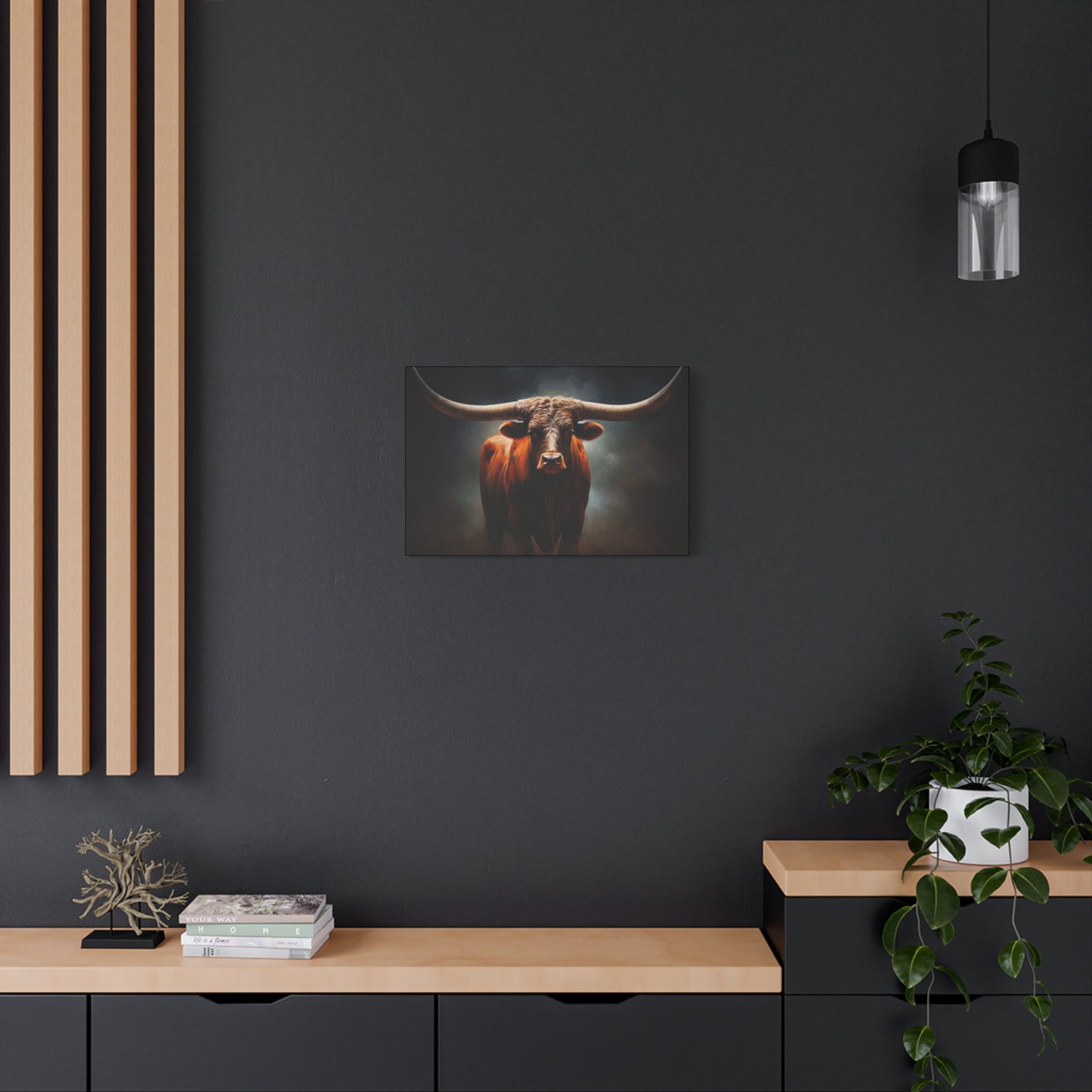 Hairy Bull Straight Long Horns Wall Art & Canvas Prints