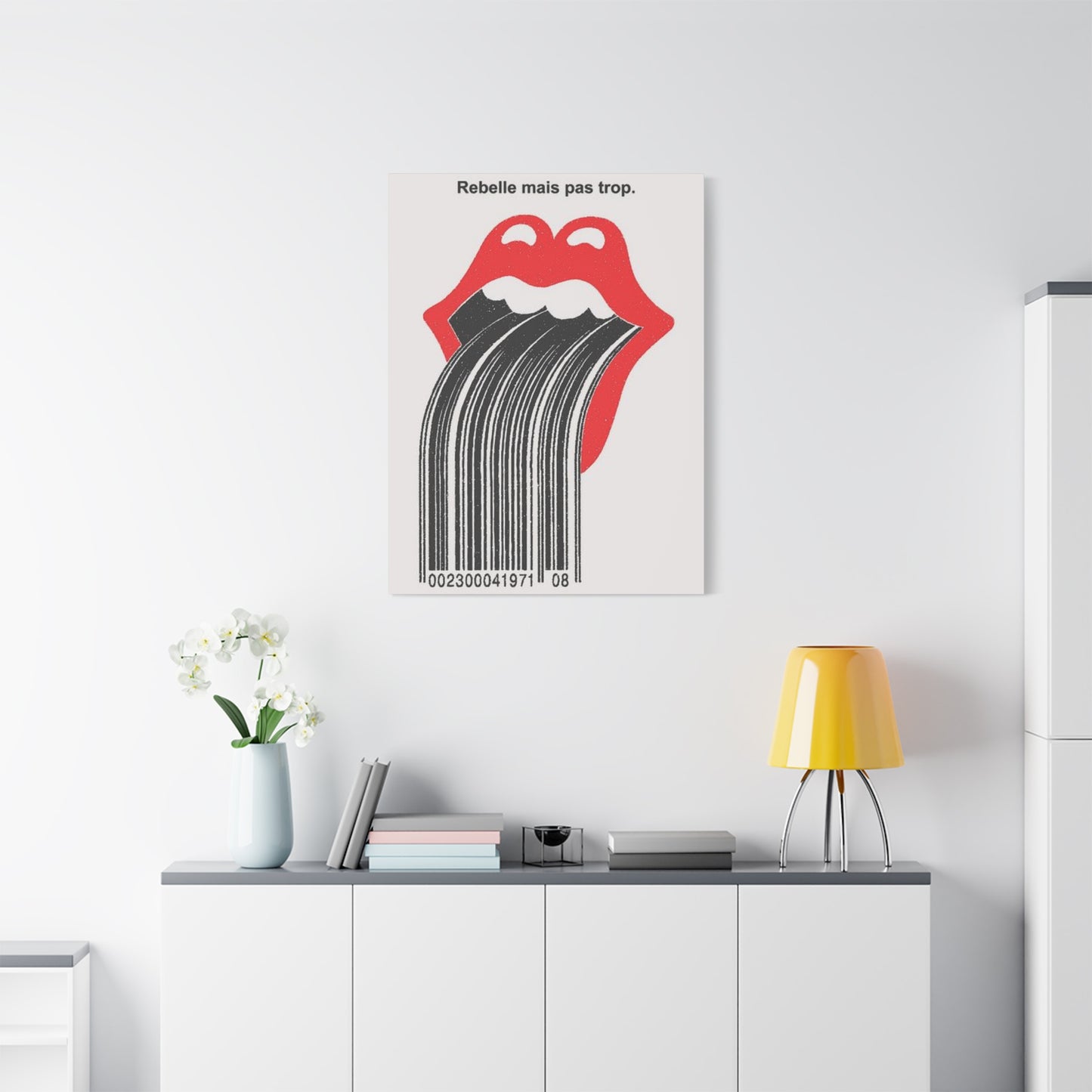 Bar Code Lips Painting Wall Art & Canvas Prints