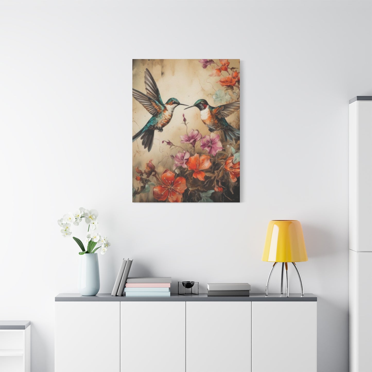 Humming Bird Couple Painting Wall Art & Canvas Prints