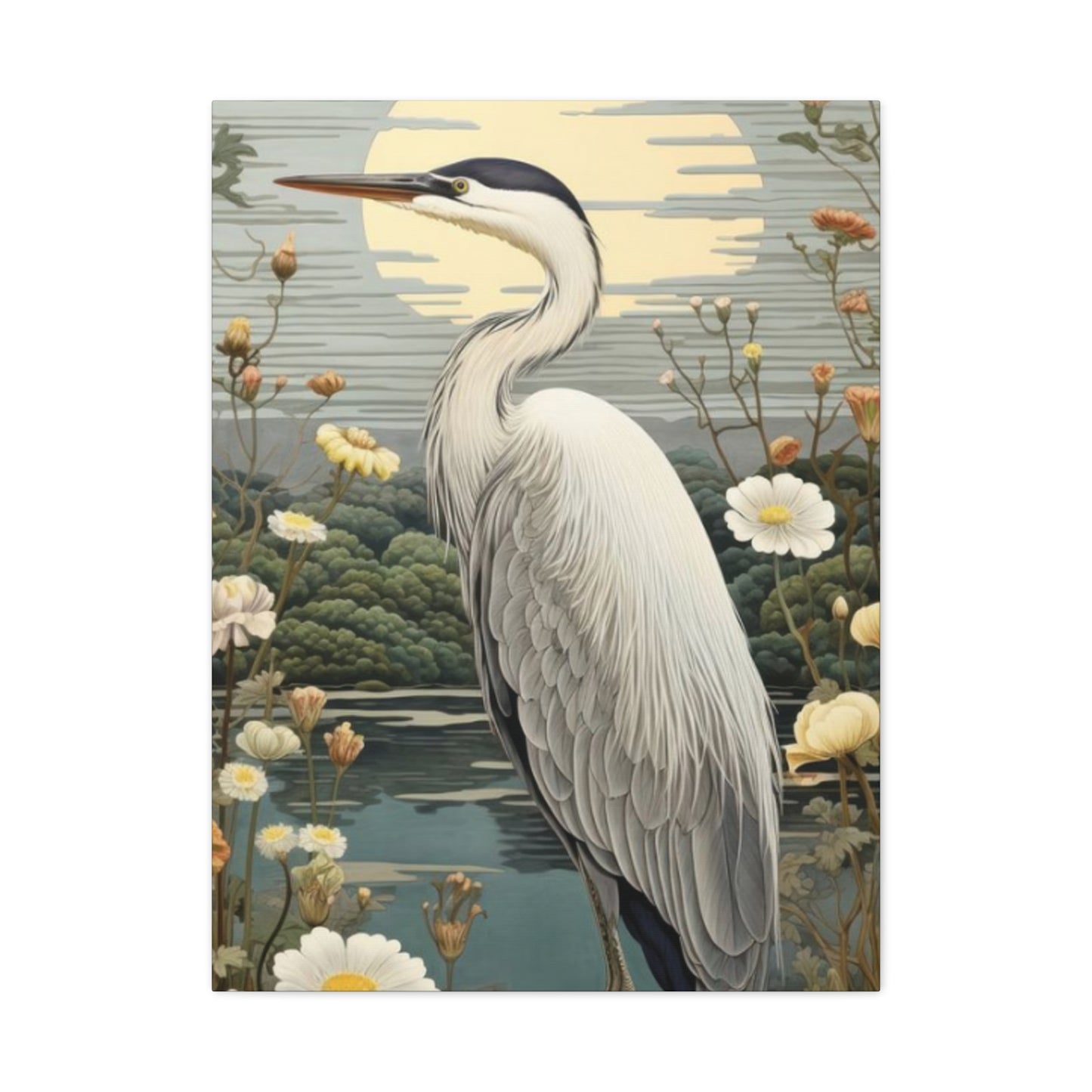 Herons With Flower Wall Art & Canvas Prints