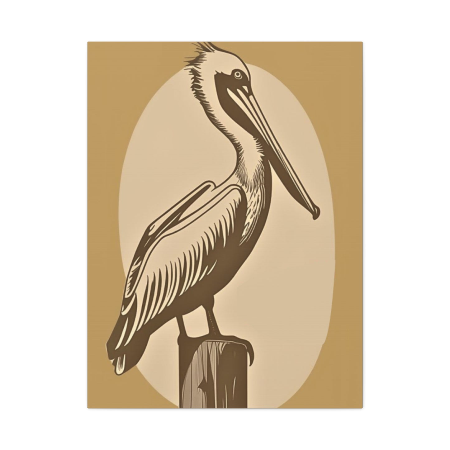 Long Beak Pelican Brown Painting Wall Art & Canvas Prints