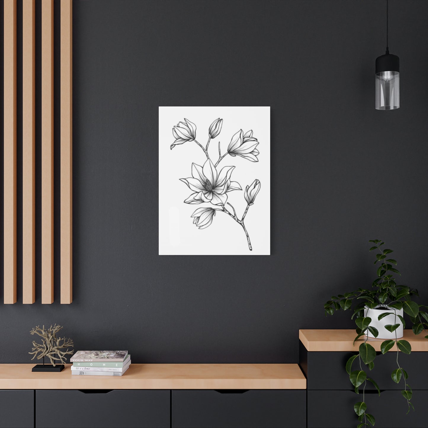 Magnolia Flower Sketch Wall Art & Canvas Prints