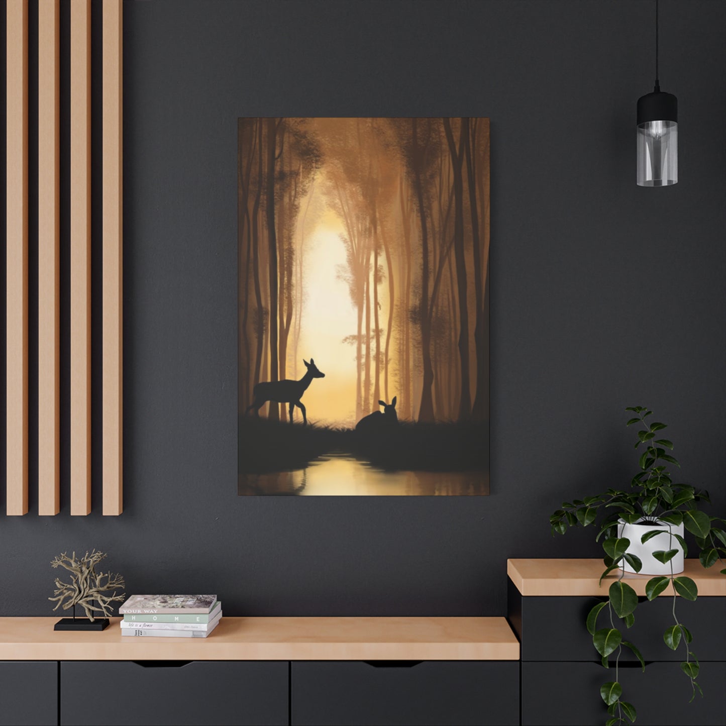 Deer Silhouette Forest Wall Art & Canvas Prints