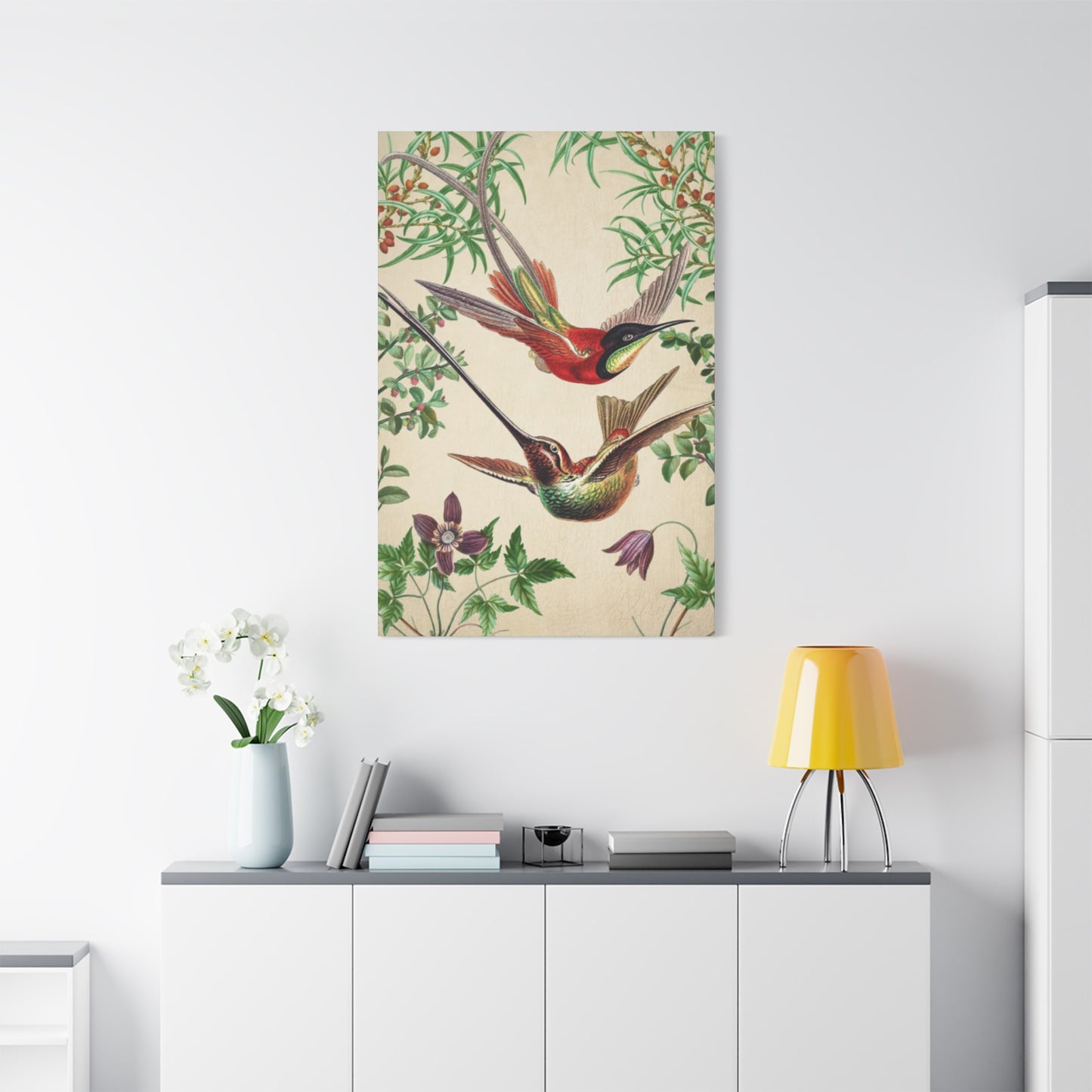 Humming Bird Couple Candid Painting Wall Art & Canvas Prints