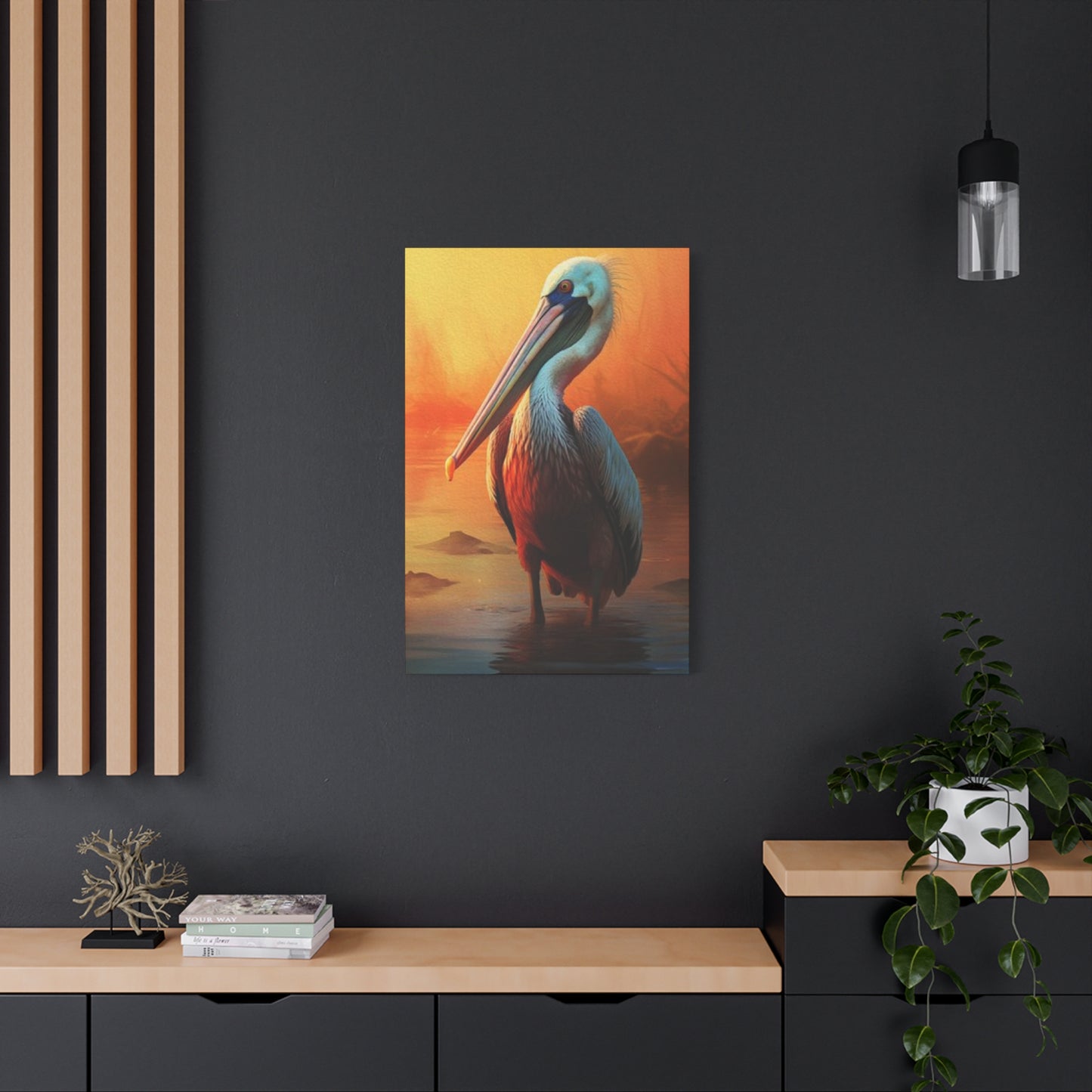 Pelican In Pond Wall Art & Canvas Prints