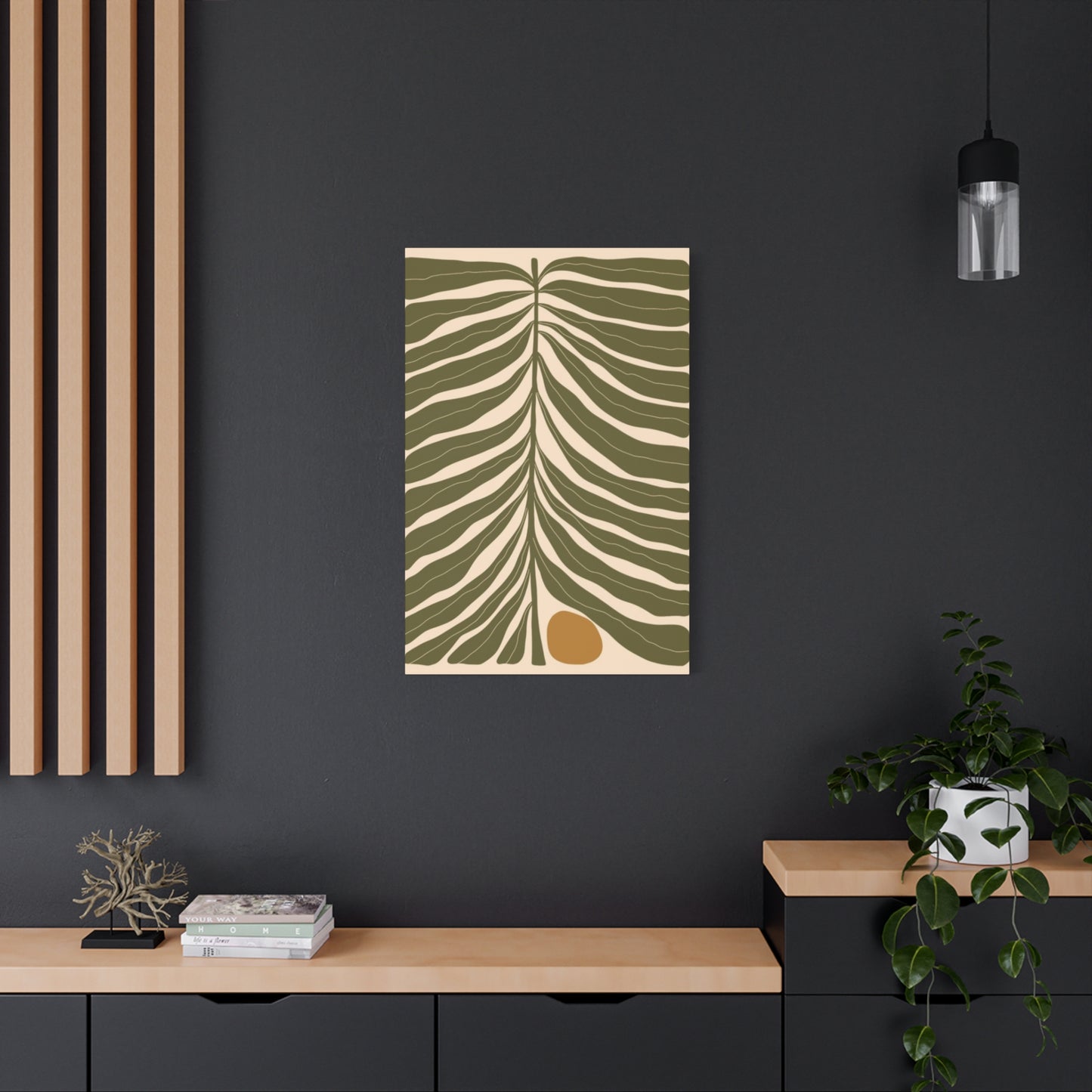 Olive Green Leaves Pattern Wall Art & Canvas Prints