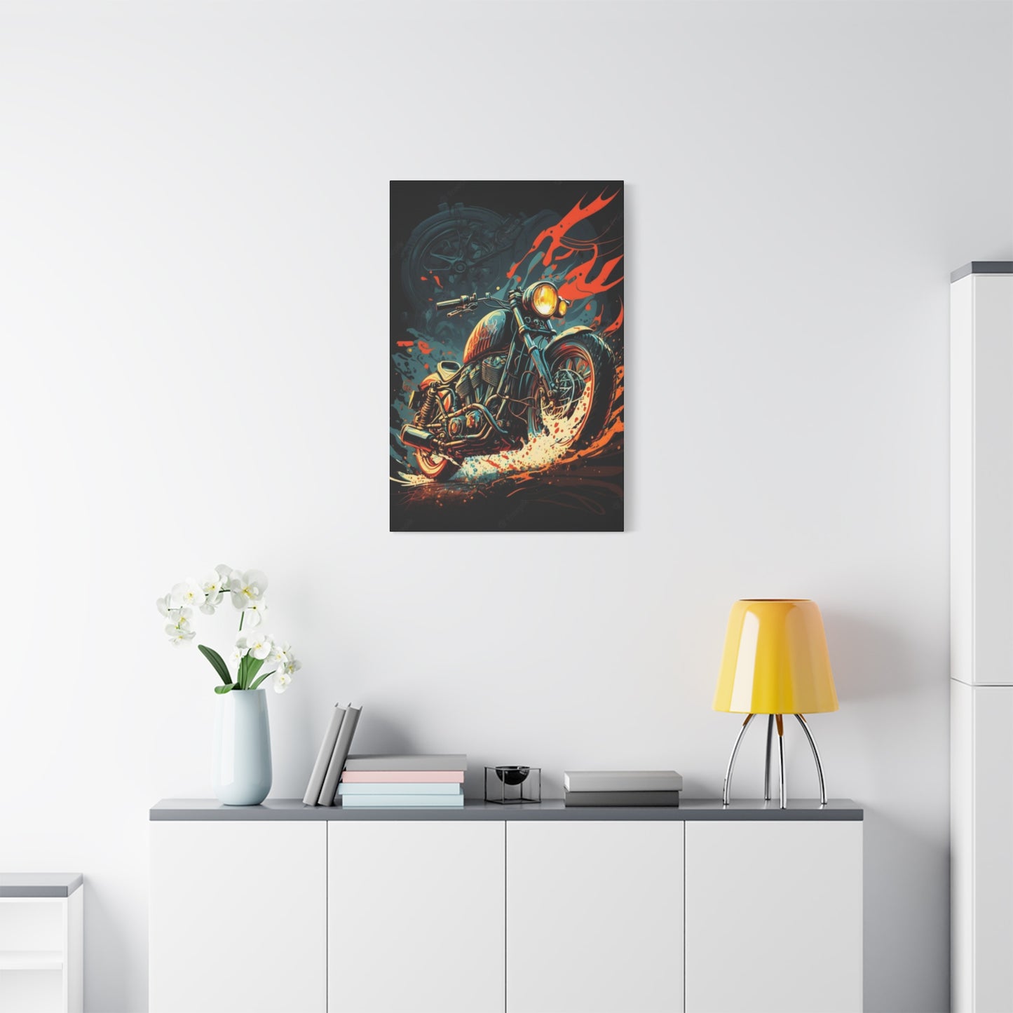 Black Ghost Rider Motorcycle Wall Art & Canvas Prints