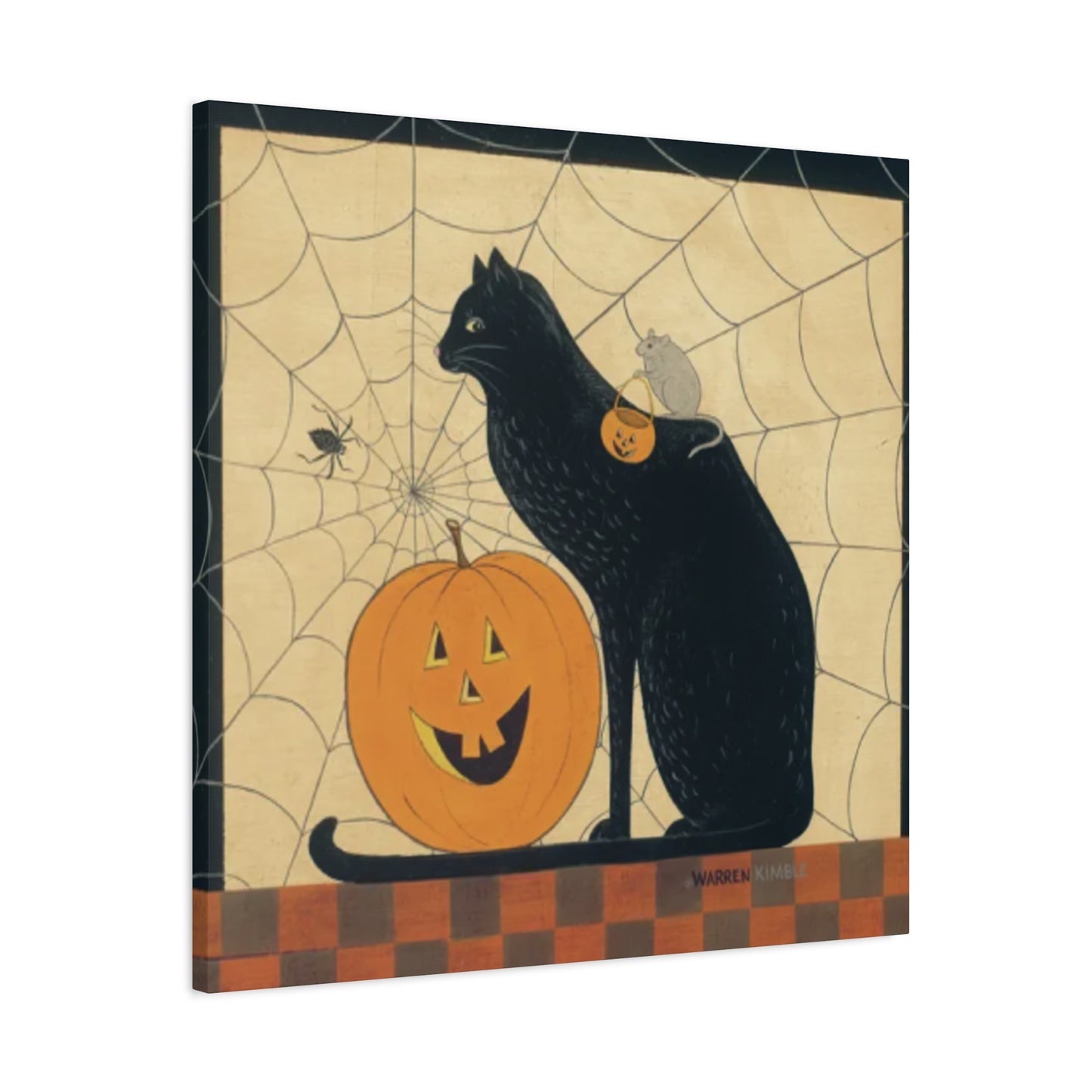 Black Cat On The Spider Web Kimble Warren Wall Art & Canvas Prints