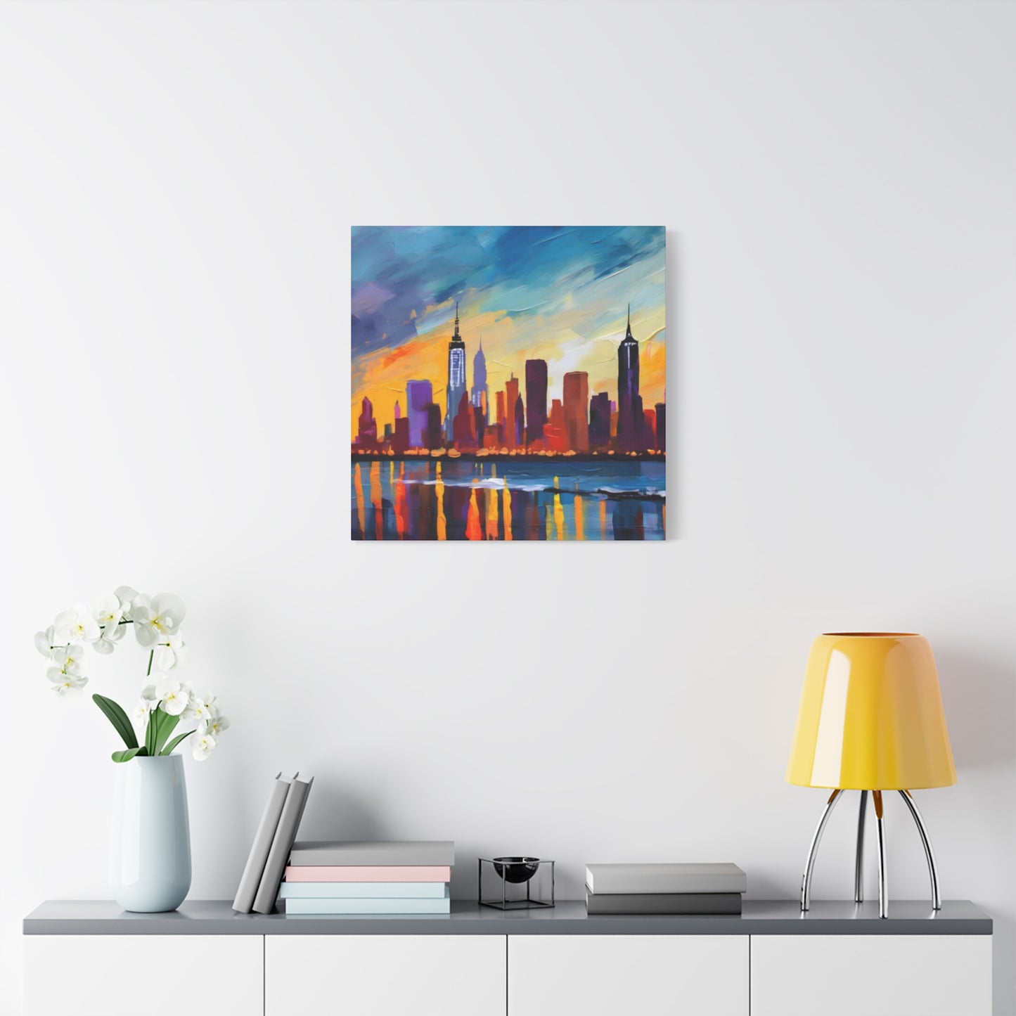 Skyline View From Sea Drawing NYC Skylines Wall Art & Canvas Prints