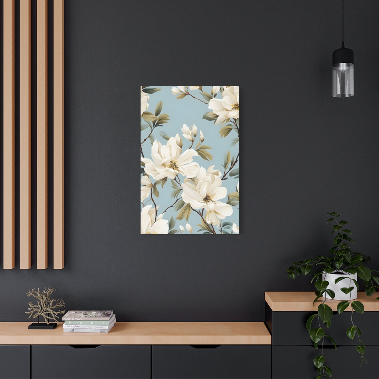 Blue Magnolia Flower Family Painting Wall Art & Canvas Prints