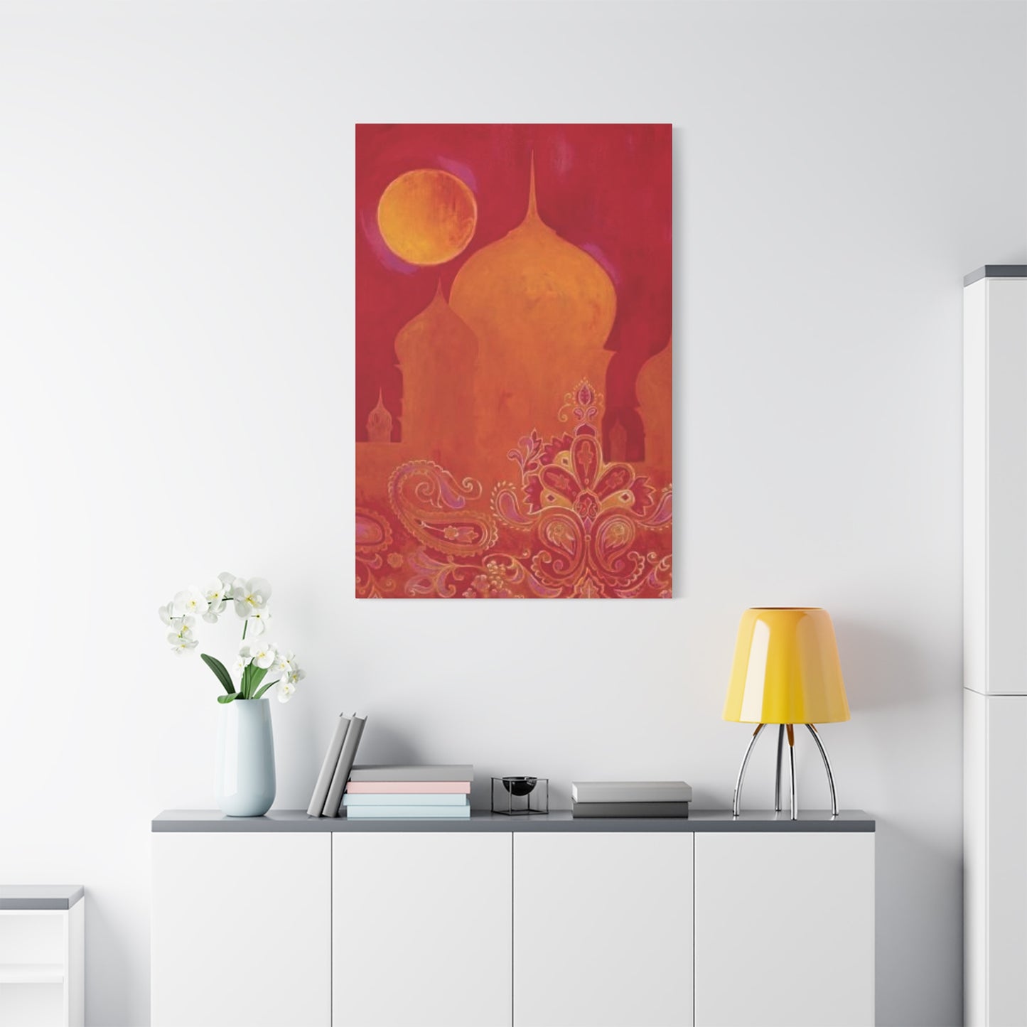 Red Moon Painting Moroccan Wall Art & Canvas Prints